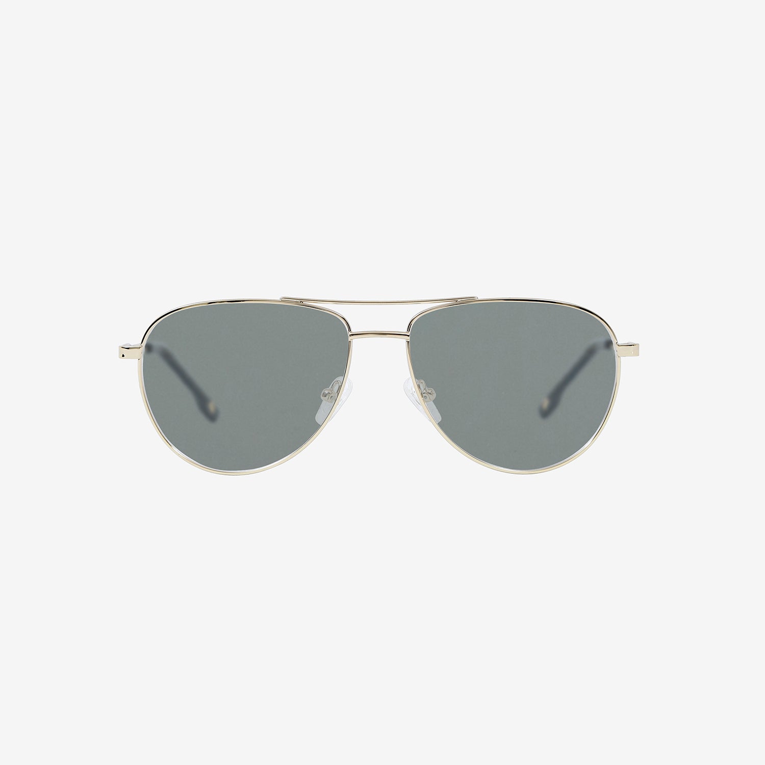 Aviator style sunglasses with green lenses