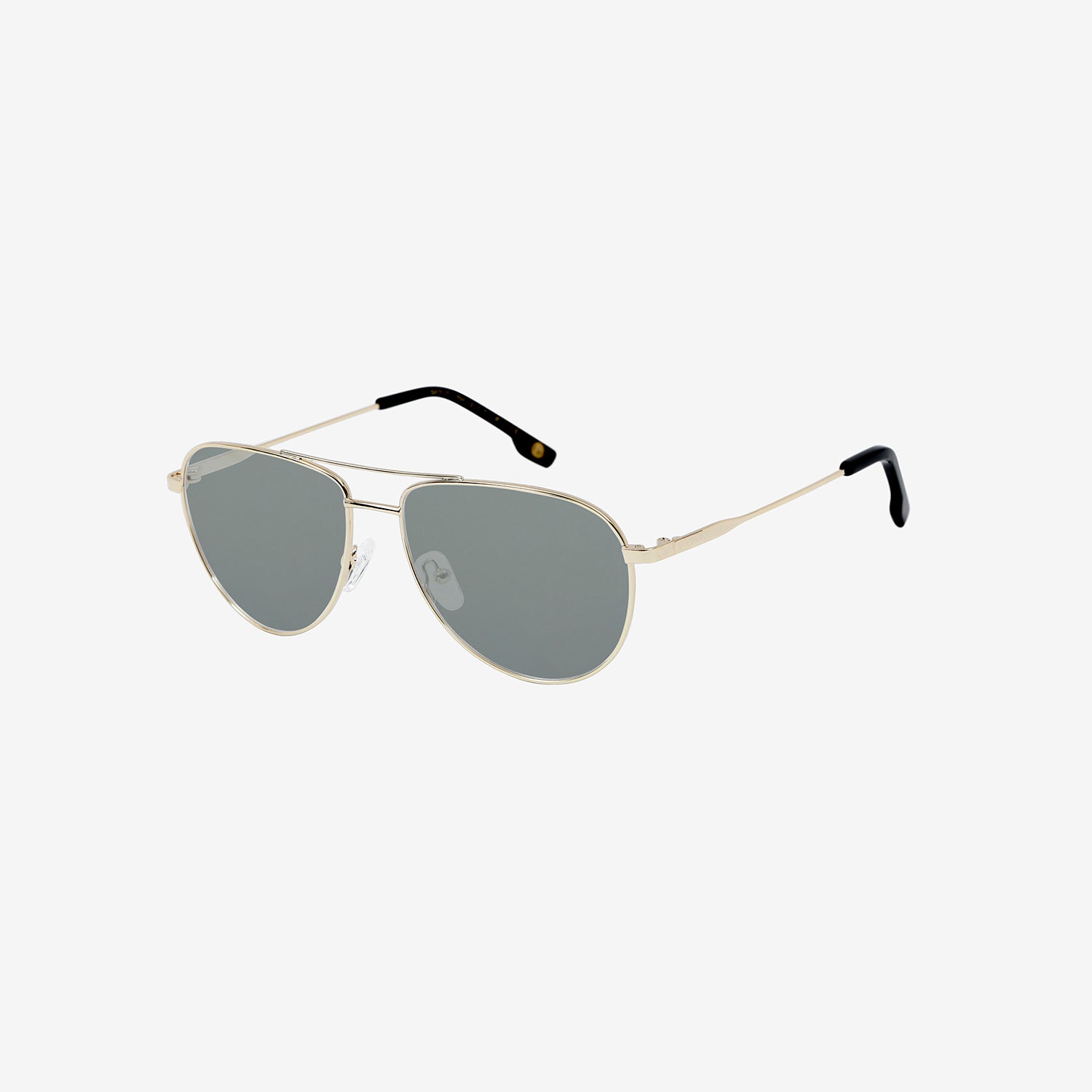 Aviator style sunglasses with green lenses